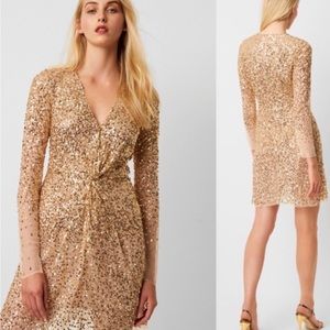 French Connection Emille Sparkle Short Gold Dress